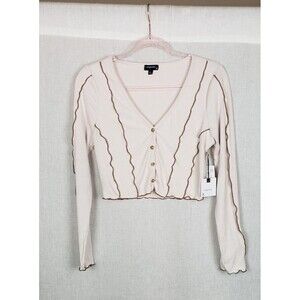 Originality Cardigan L Ribbed Lettuce Trim Beige Bella Swan Alternative USA